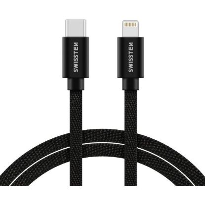 Picture of SWISSTEN DATA CABLE TEXTILE USB-C/LIGHTNING 1.2m Crna